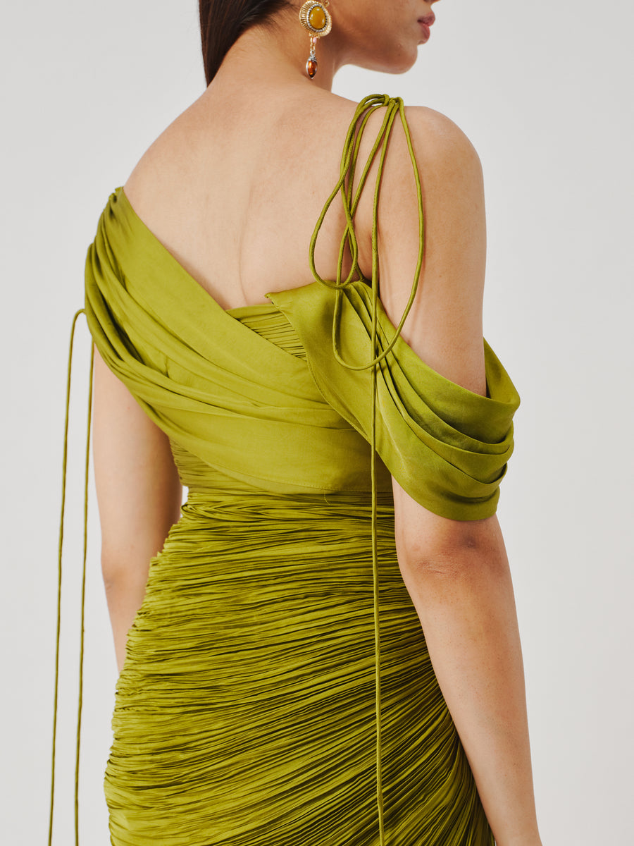 Olive Ruched Dress