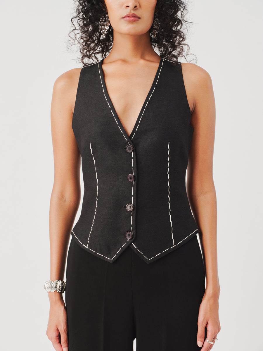 Bearer Linen Waistcoat