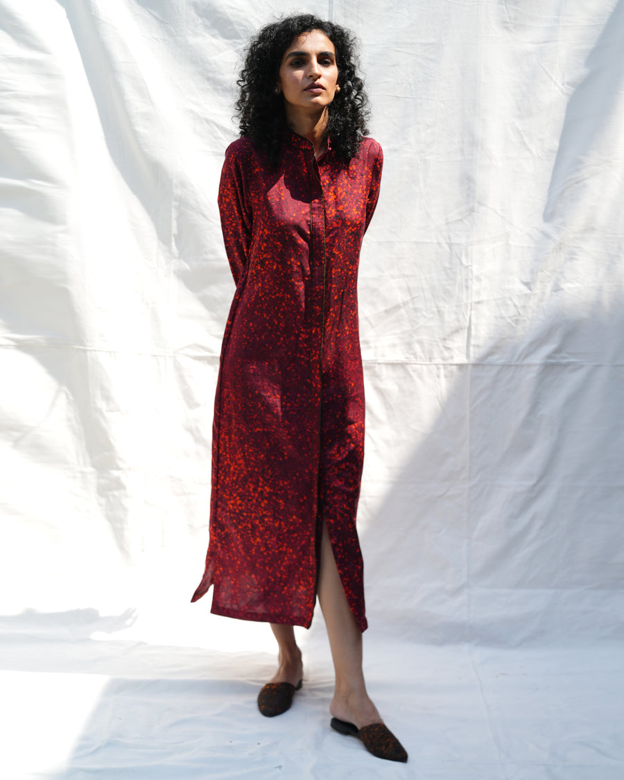 Red Freckle Shirt Dress