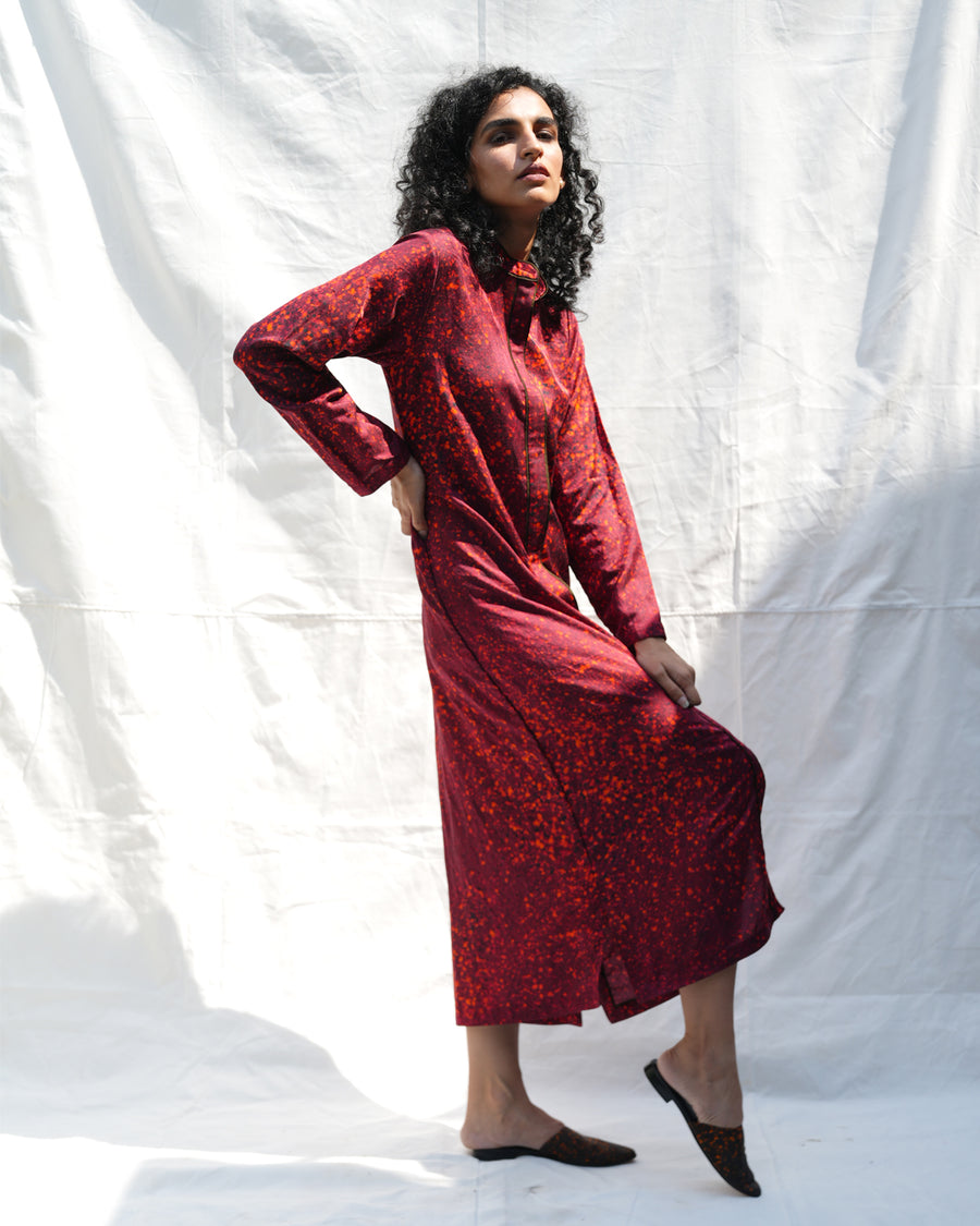Red Freckle Shirt Dress