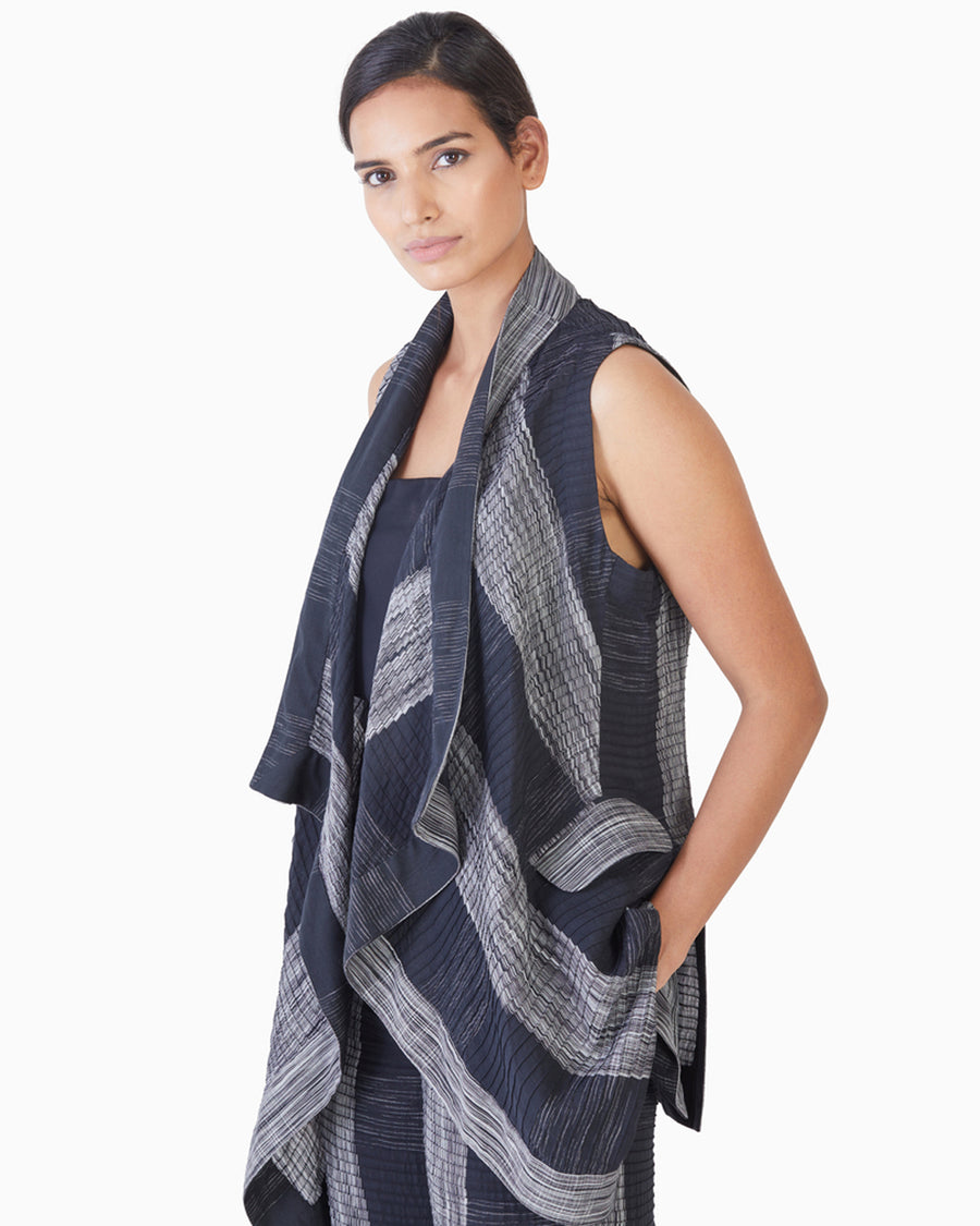 Handwoven Ikat Pintucked Cape