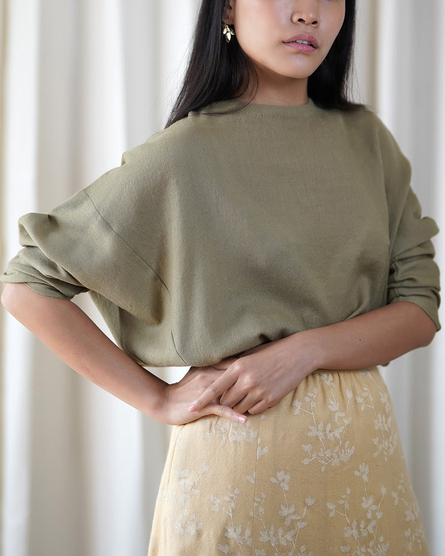 Light Olive Panelled Kimono Top