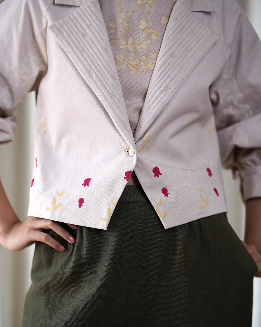 Printed Jacket with Quilted Lapels