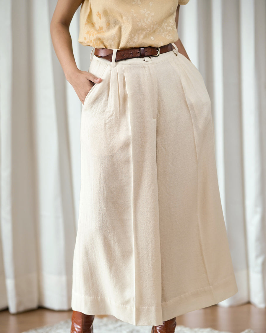 Pleated Woolen Wide Pants