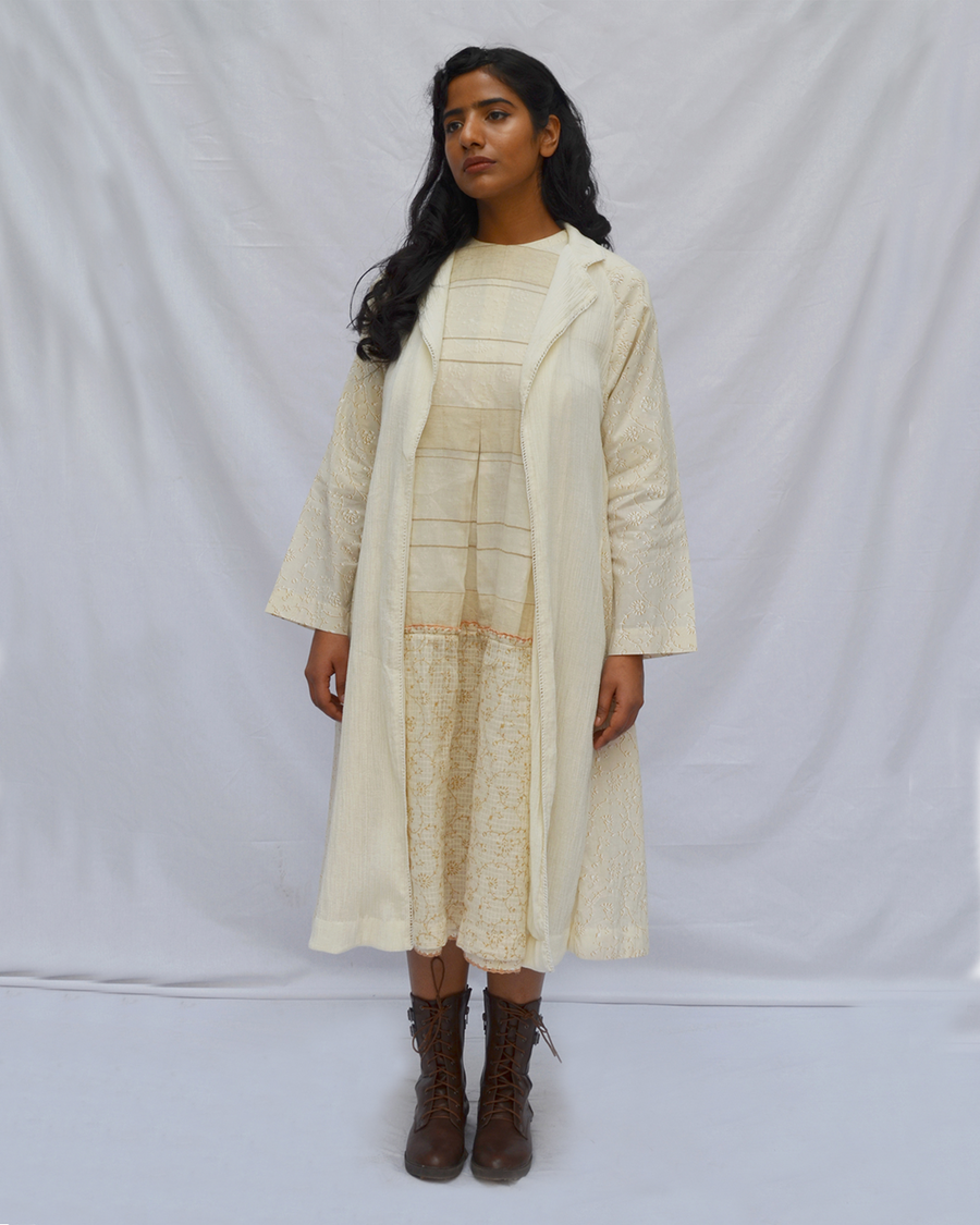 Raglan Sleeve Jacket Inverted Box Pleat Dress