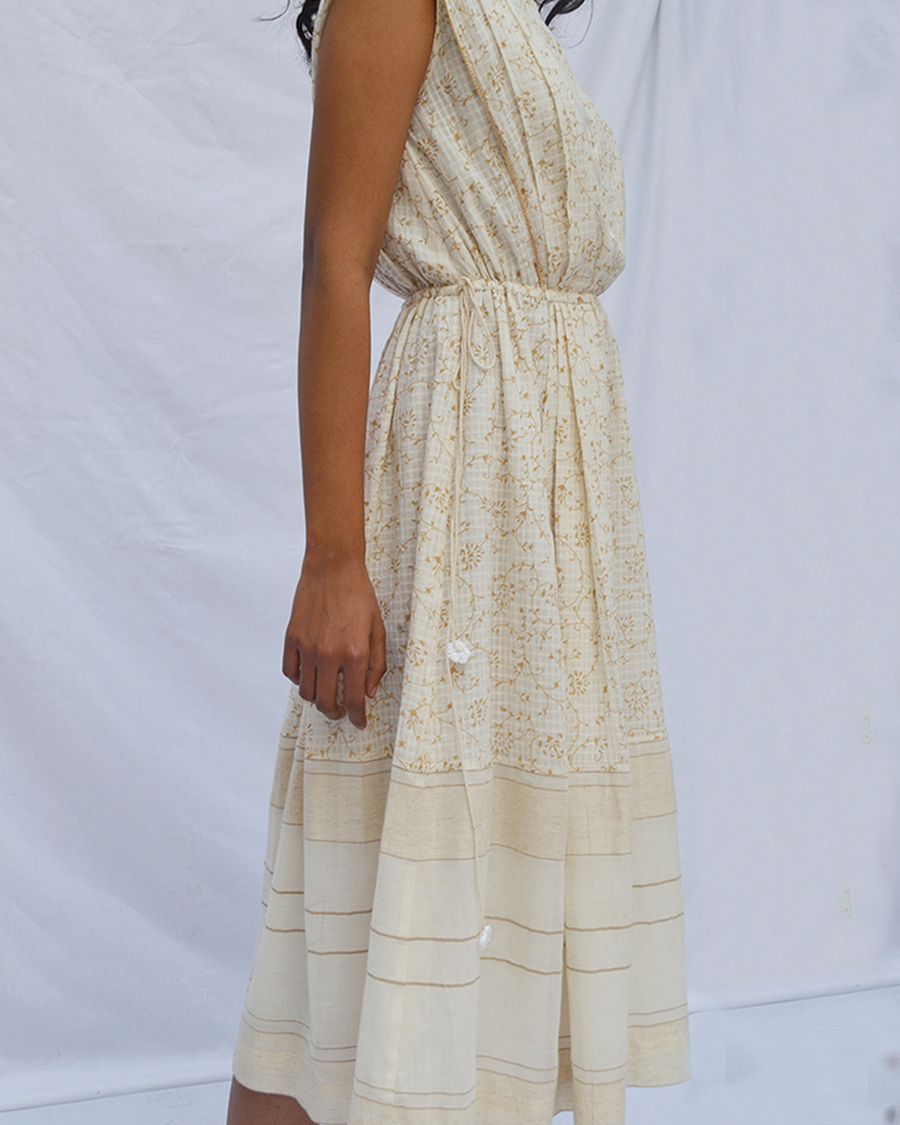 Pleated Drawstring Dress