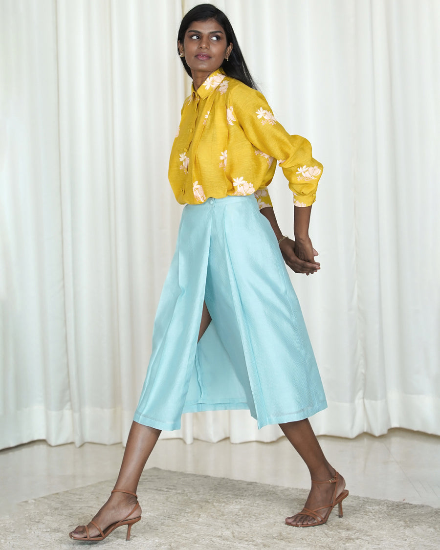 Slit Blue Skirt