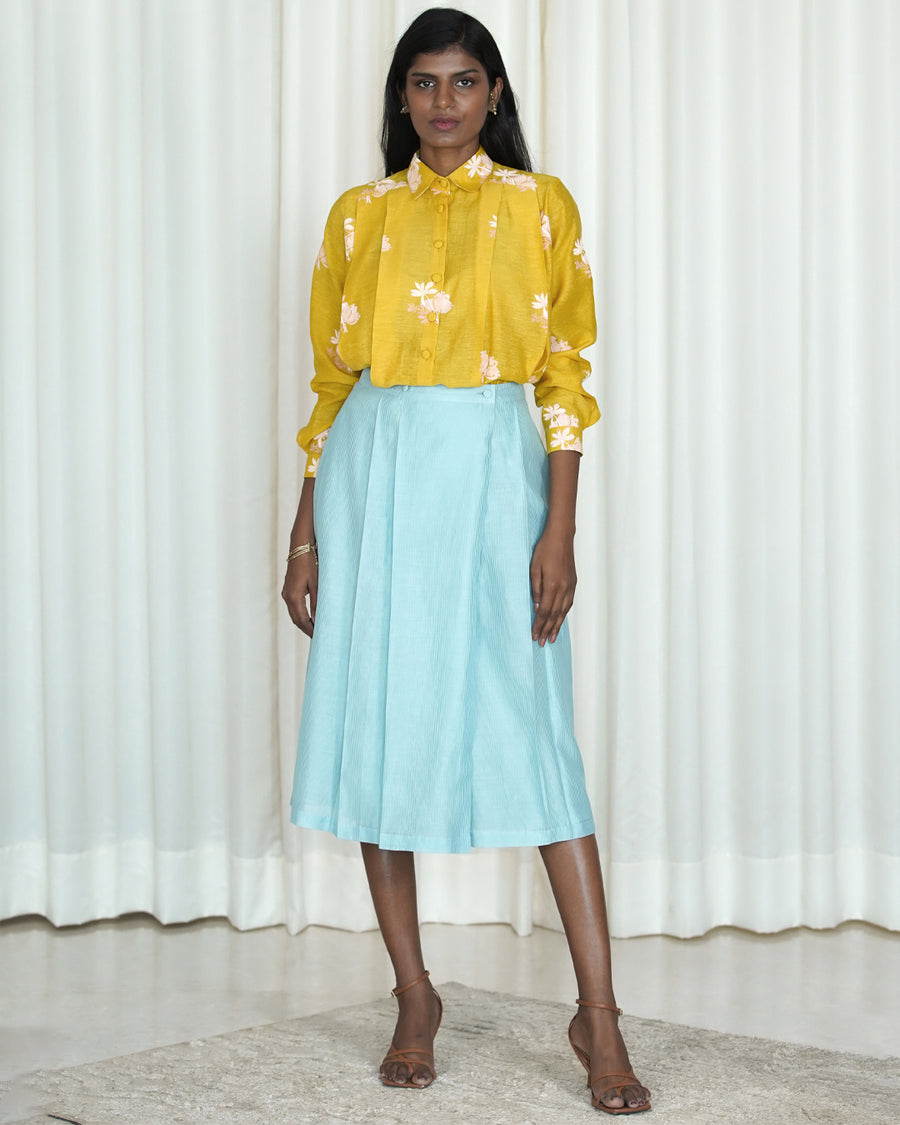 Slit Blue Skirt