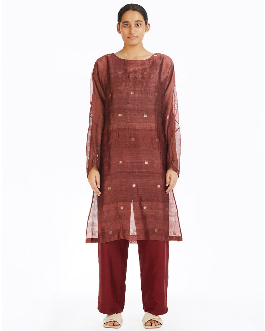 Handwoven Red Jamdani Shift Dress