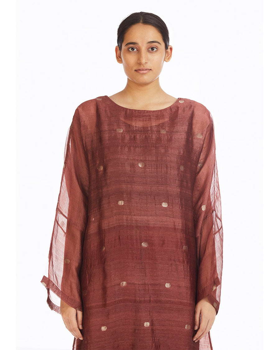 Handwoven Red Jamdani Shift Dress