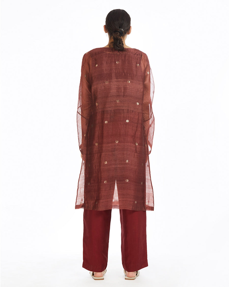 Handwoven Red Jamdani Shift Dress