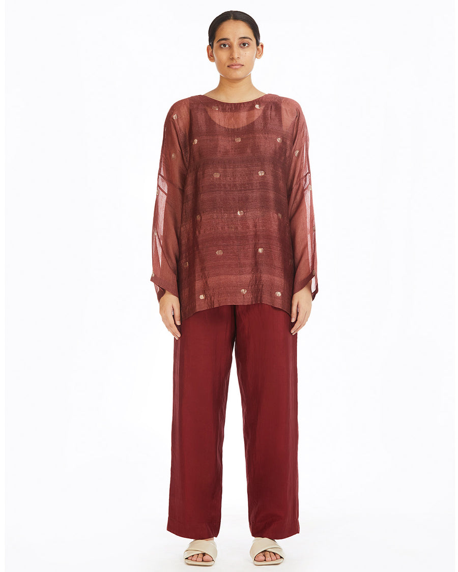 Handwoven Red Jamdani Top