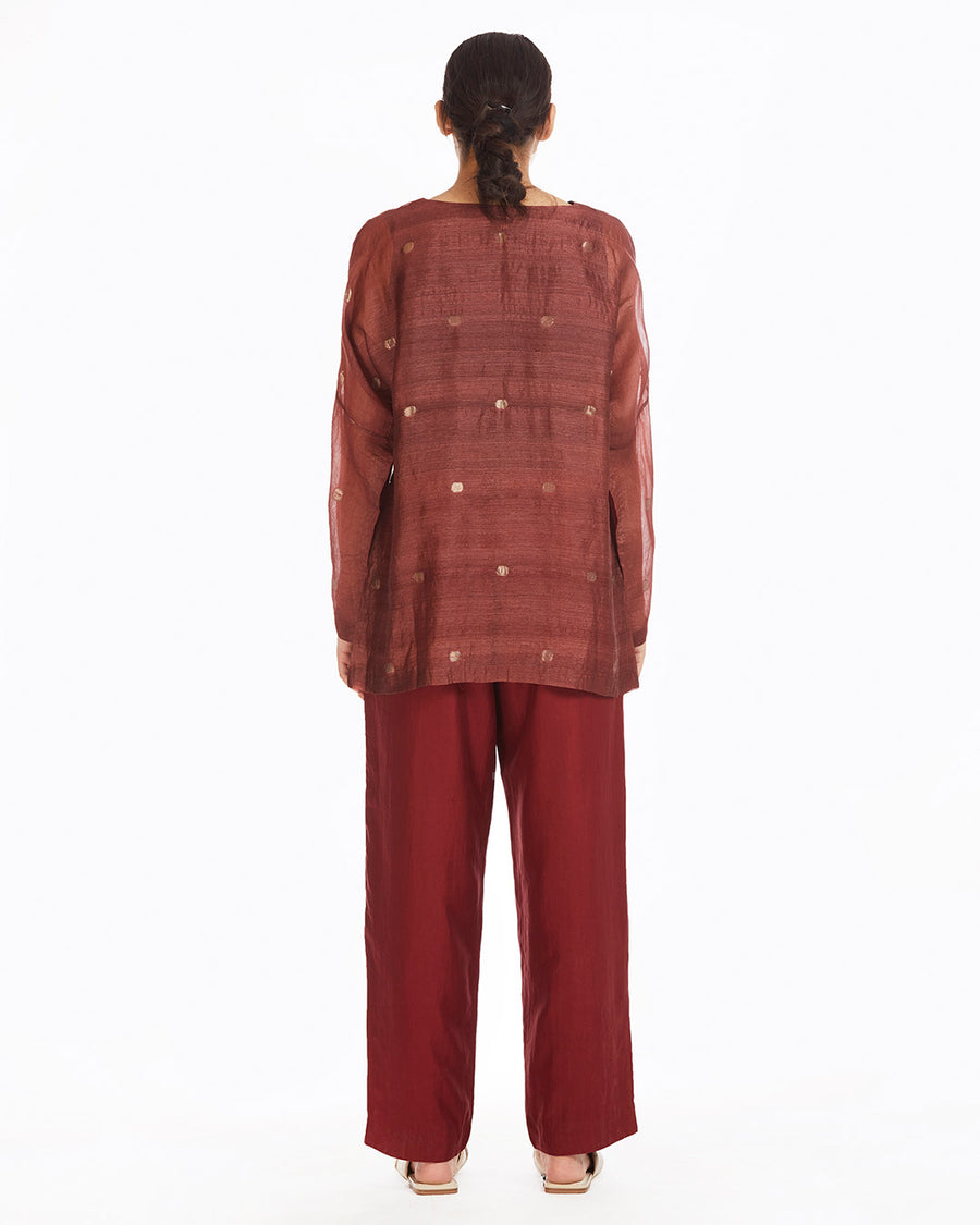 Handwoven Red Jamdani Top