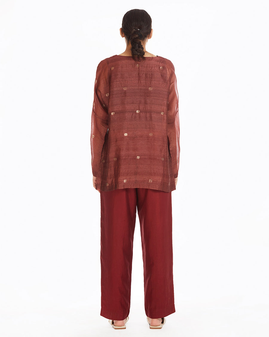 Handwoven Red Straight Pants