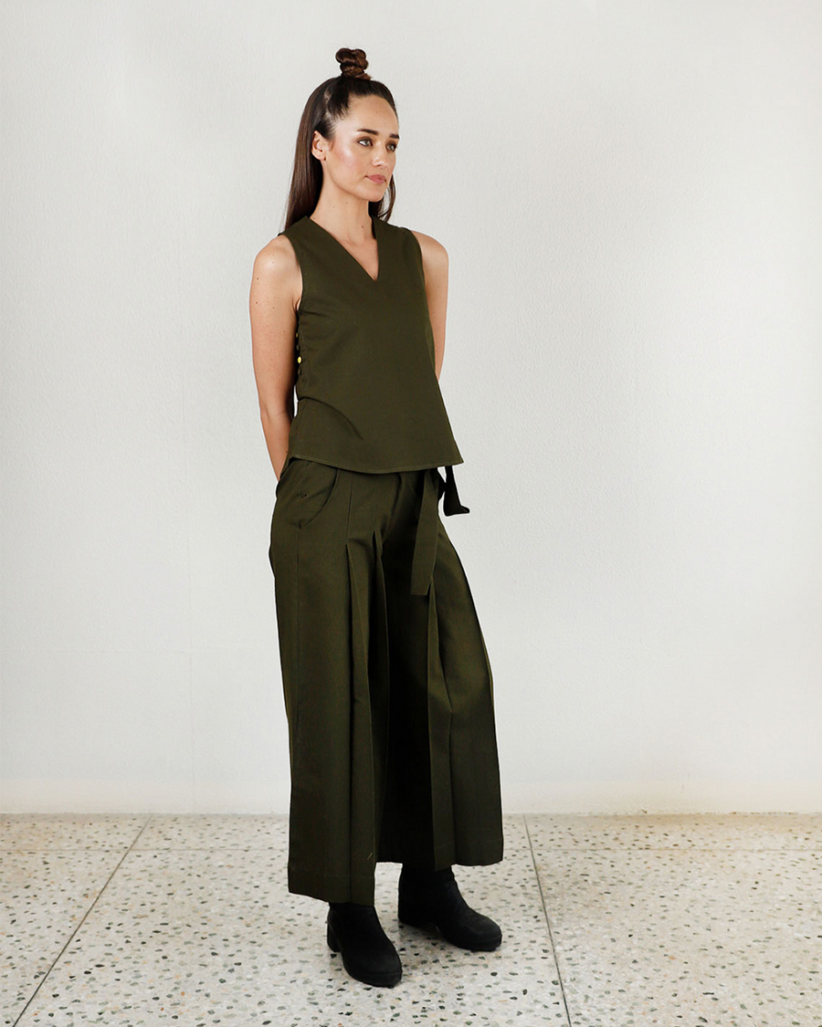 Solid Moon Olive Top and Pant