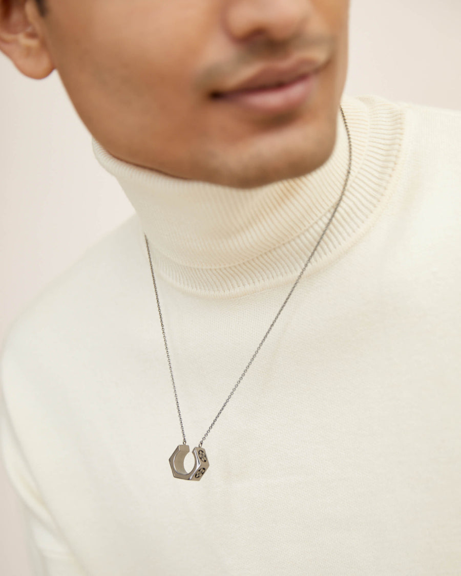 The Oh Poppi Bolt Drop Necklace - Gunmetal