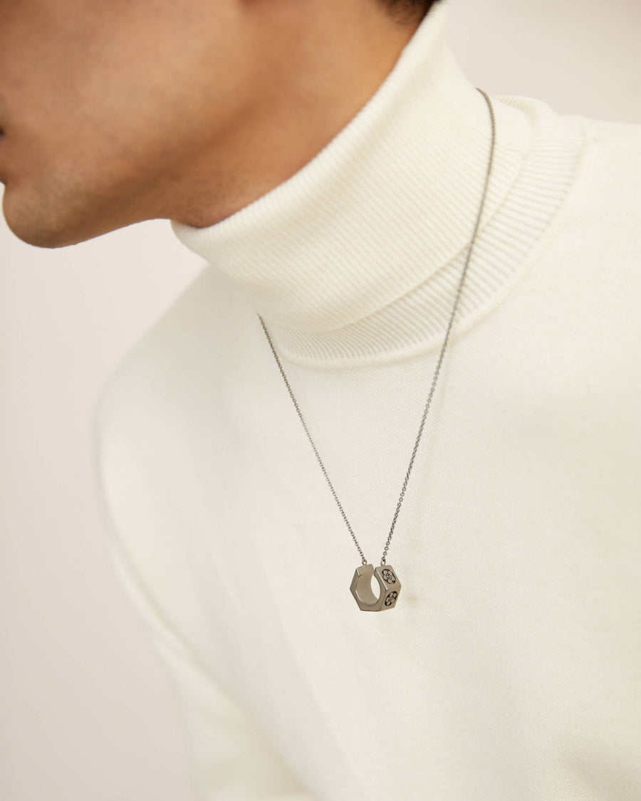 The Oh Poppi Bolt Drop Necklace - Gunmetal