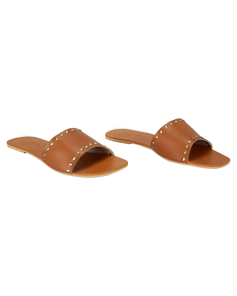 Rivet Sliders Tan