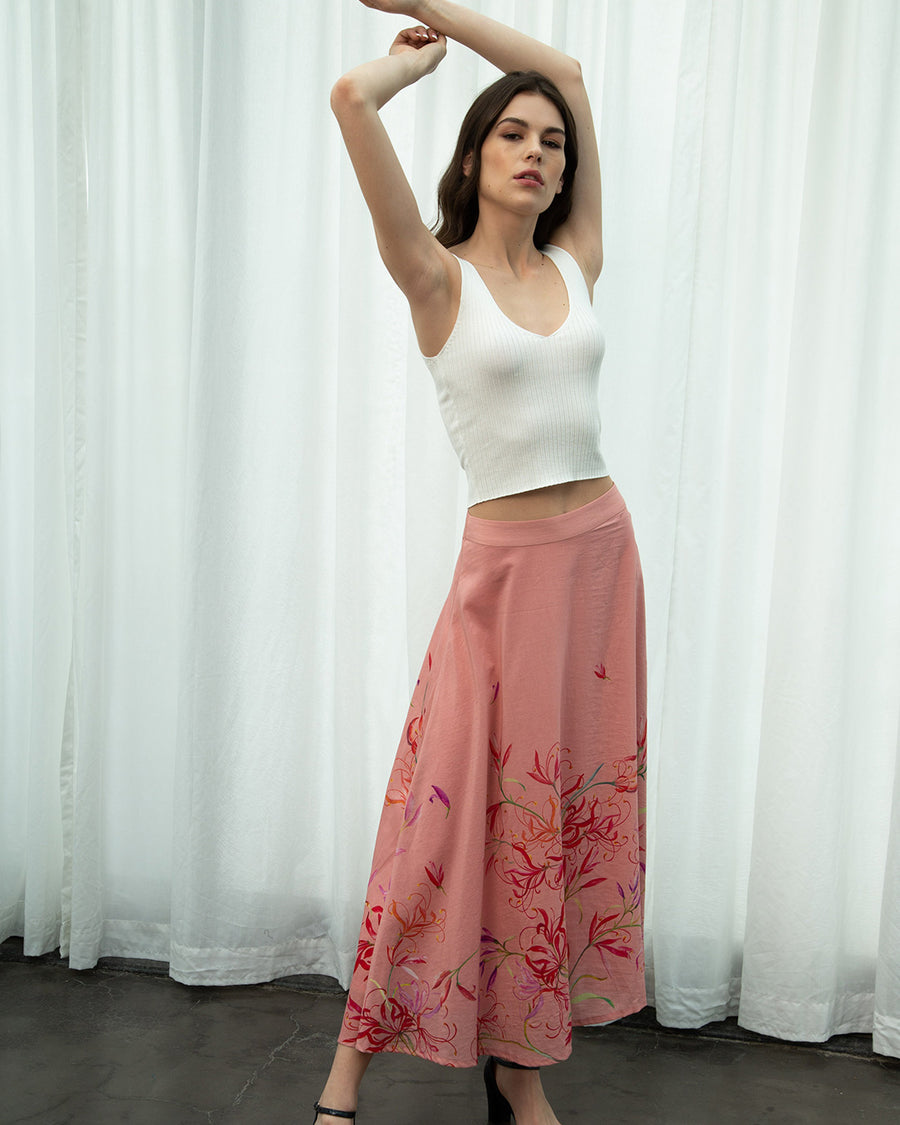 Coral Peach Spider Lily Skirt