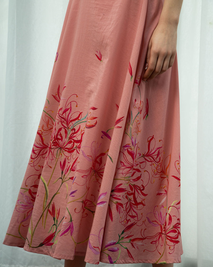 Coral Peach Spider Lily Skirt