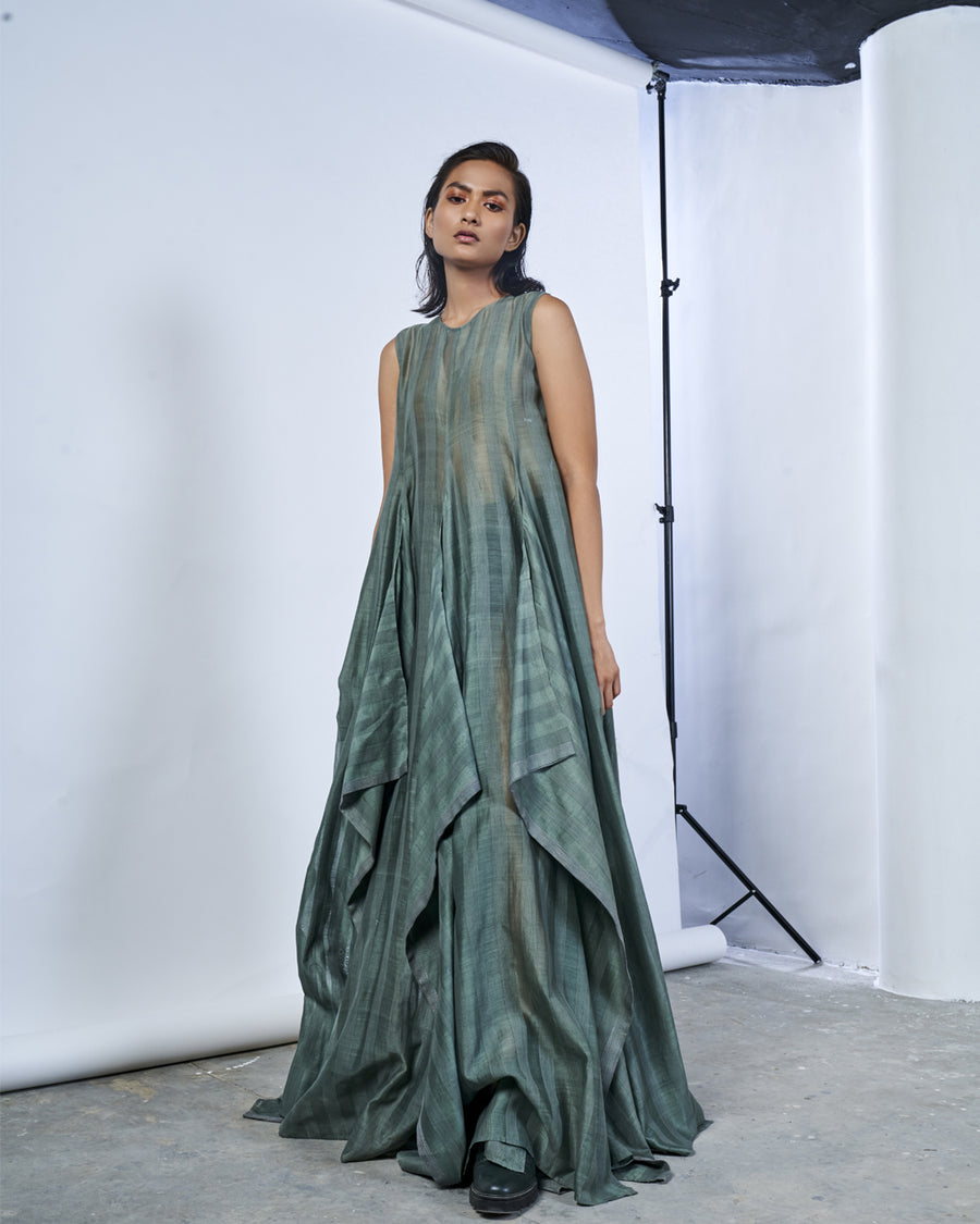 Chanderi Silk Panelled Dress