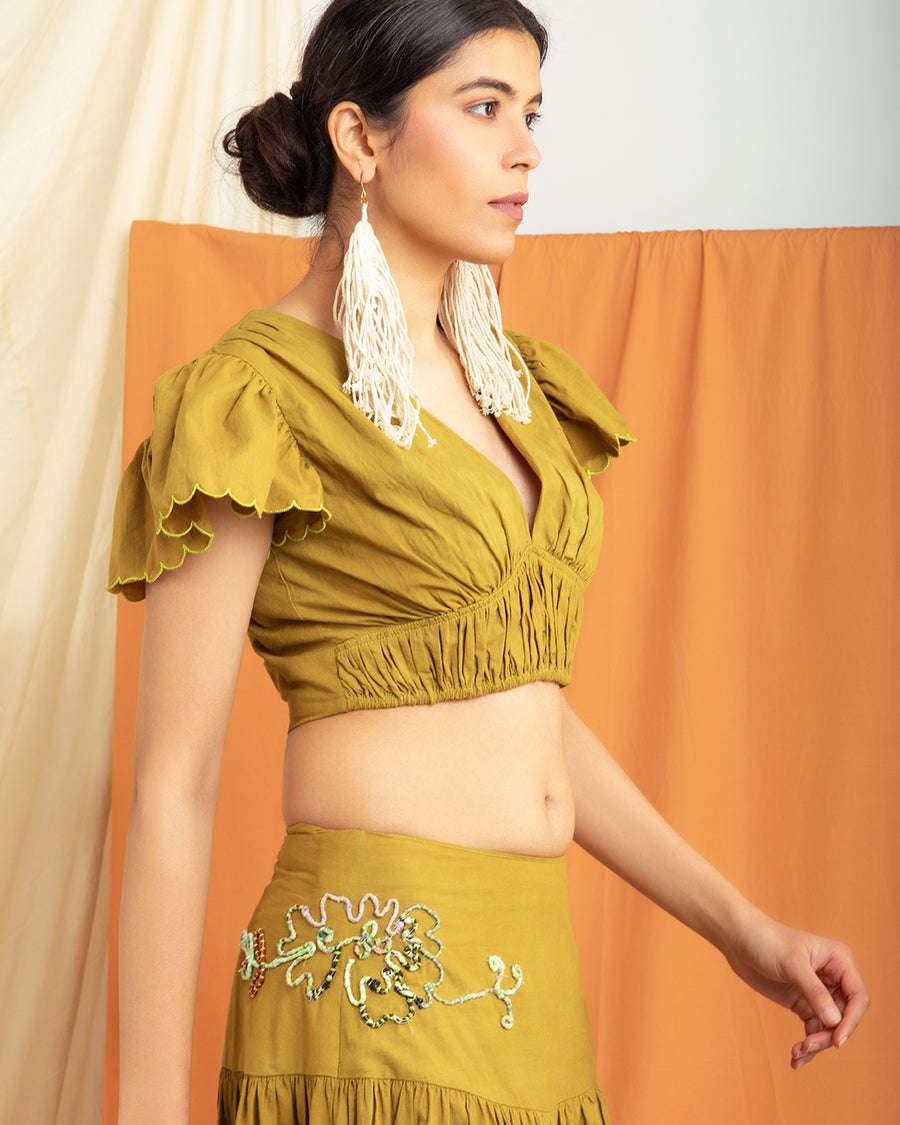 Gemini Top Skirt in Henna Green