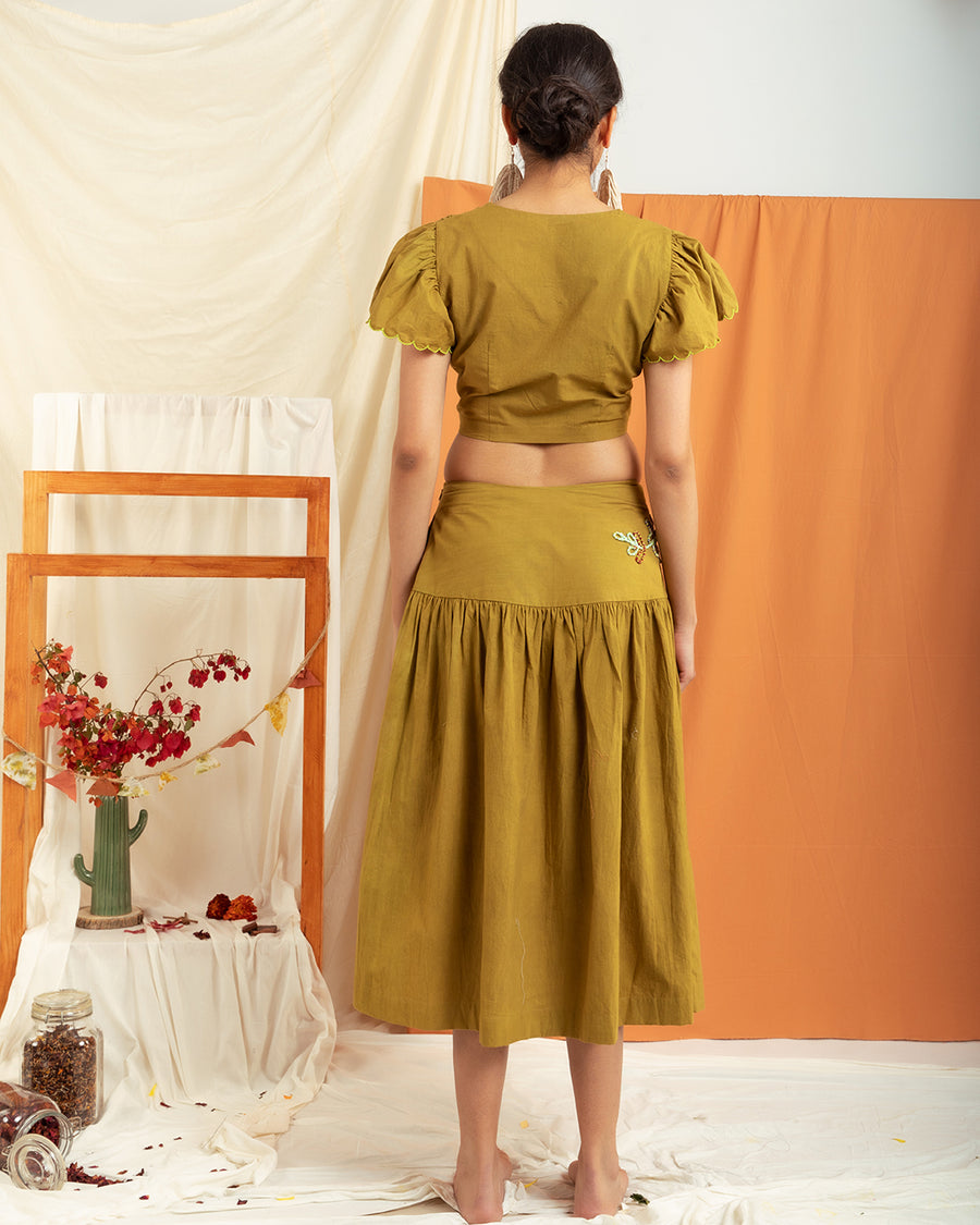 Gemini Top Skirt in Henna Green