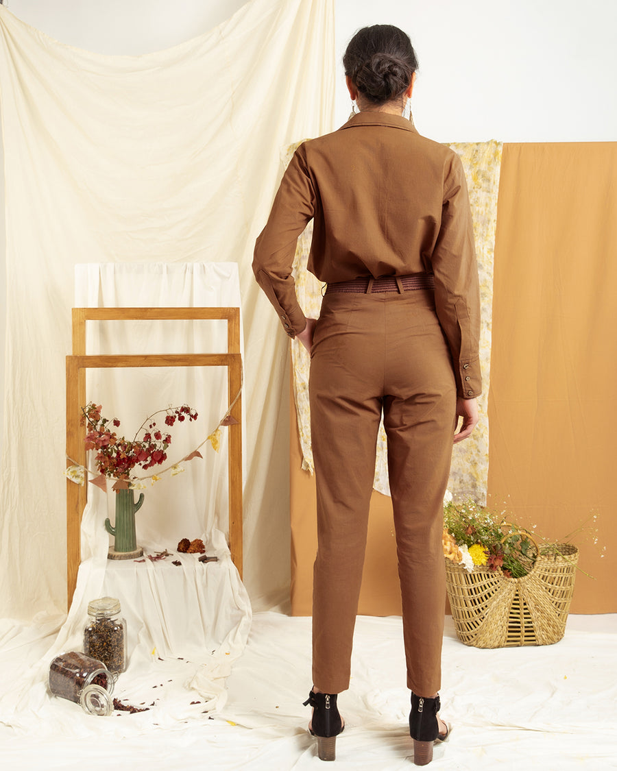 Fly High Shirt Pant with Detachable Cape in Kattha Brown