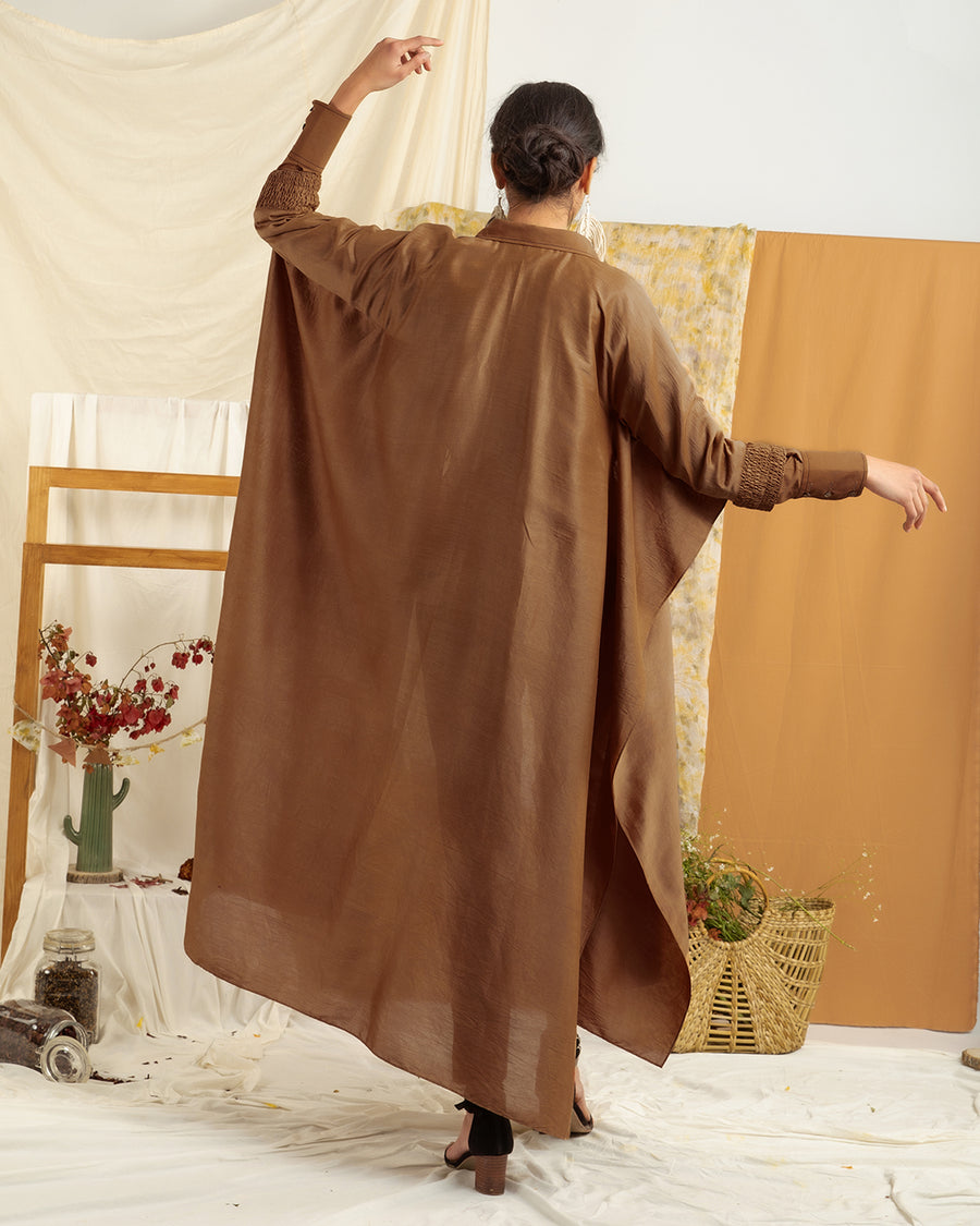 Fly High Shirt Pant with Detachable Cape in Kattha Brown