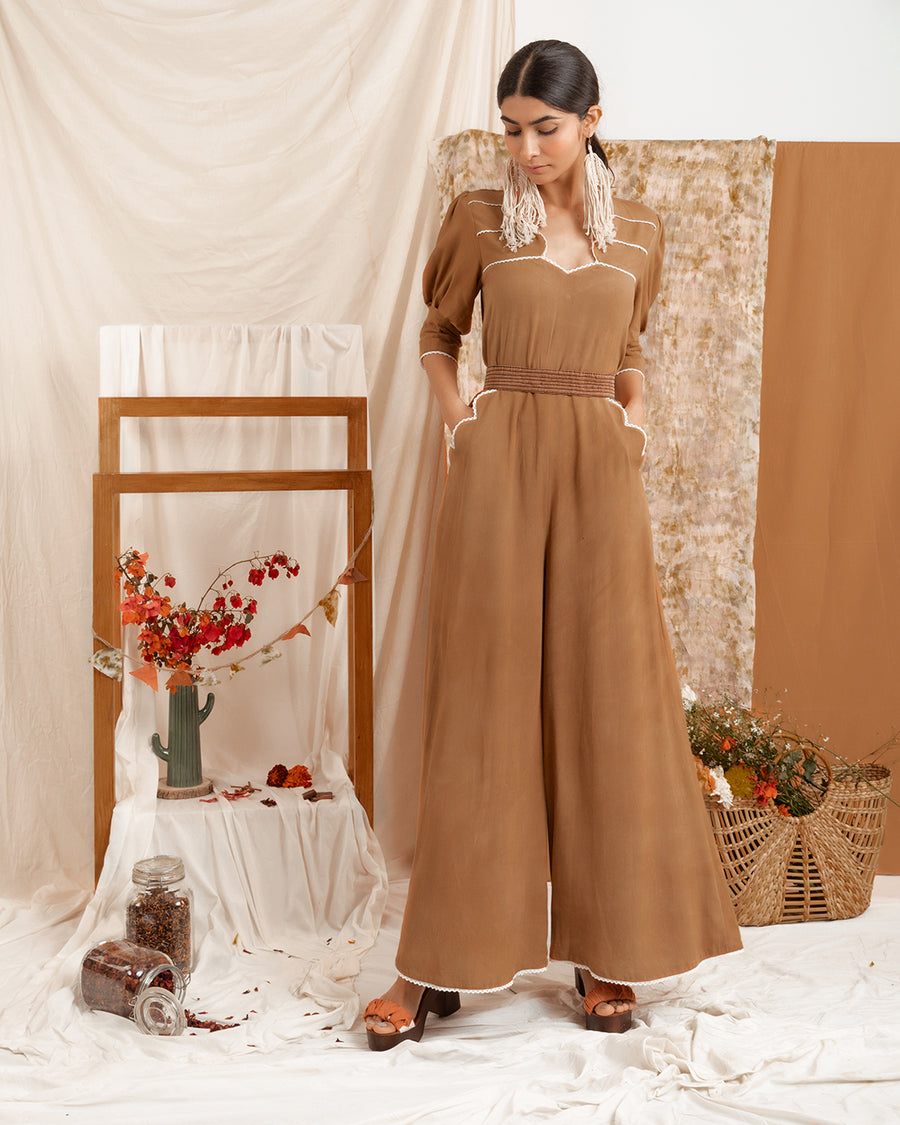 Sassy Like 50's Jumpsuit in Mud Brown