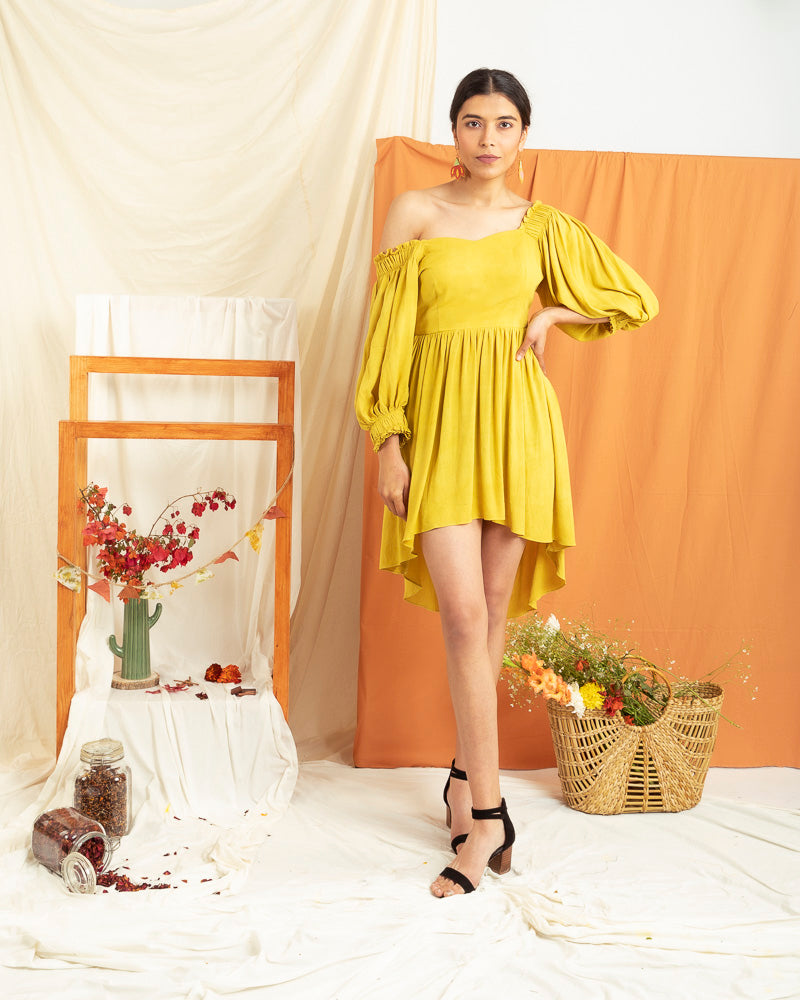 Sun Dyed Flowy Dress in Yellow