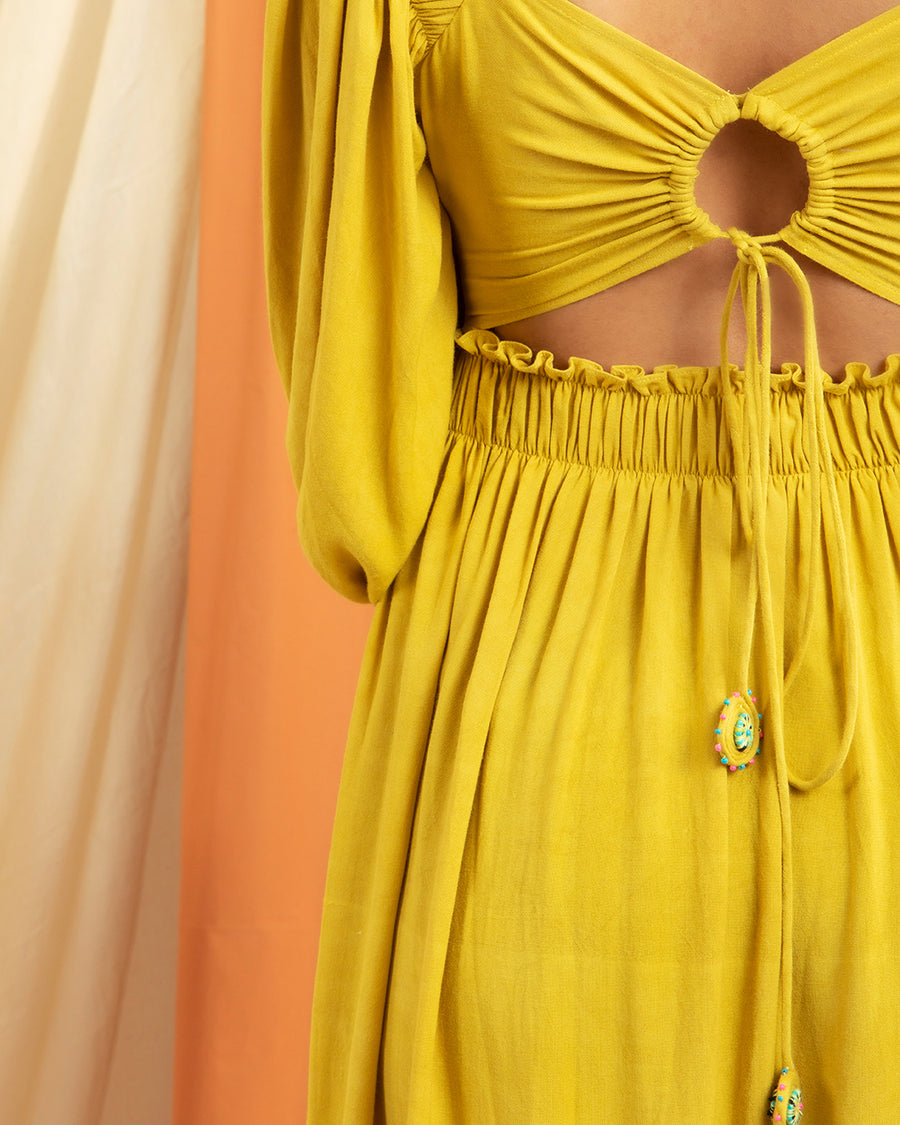 Sun Dyed Flowy Dress in Yellow